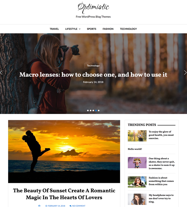 Optimistic Blog Lite – Minimal Free WordPress Blog Theme